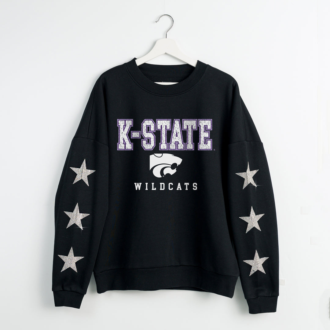 Kansas State Wildcats Embellished Star Sleeve Crewneck