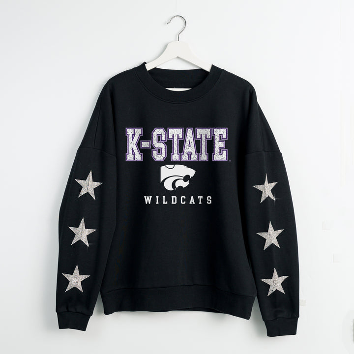 Kansas State Wildcats Embellished Star Sleeve Crewneck