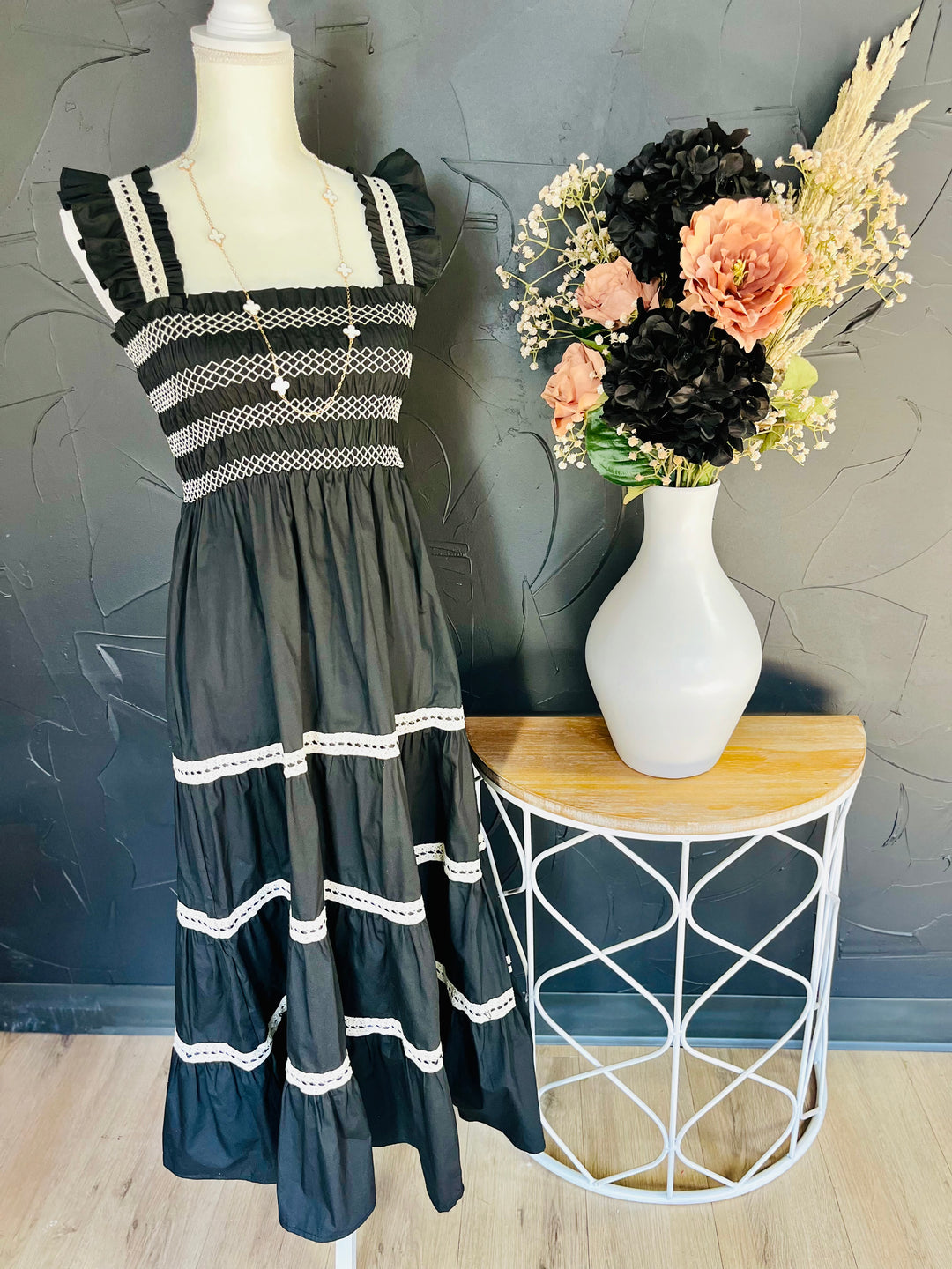 Black Contemporary Tiered Dress