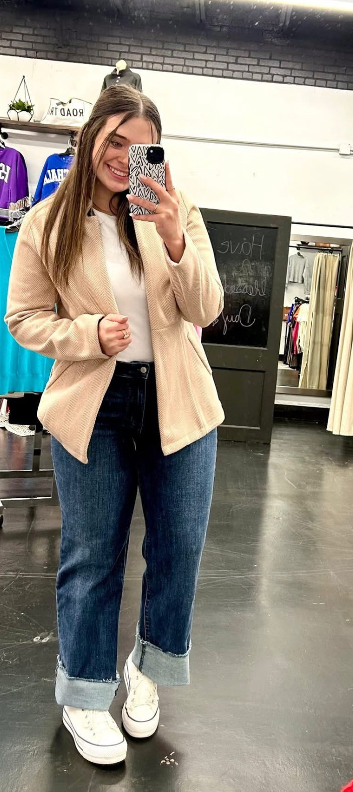 Open Front Jacquard Blazer