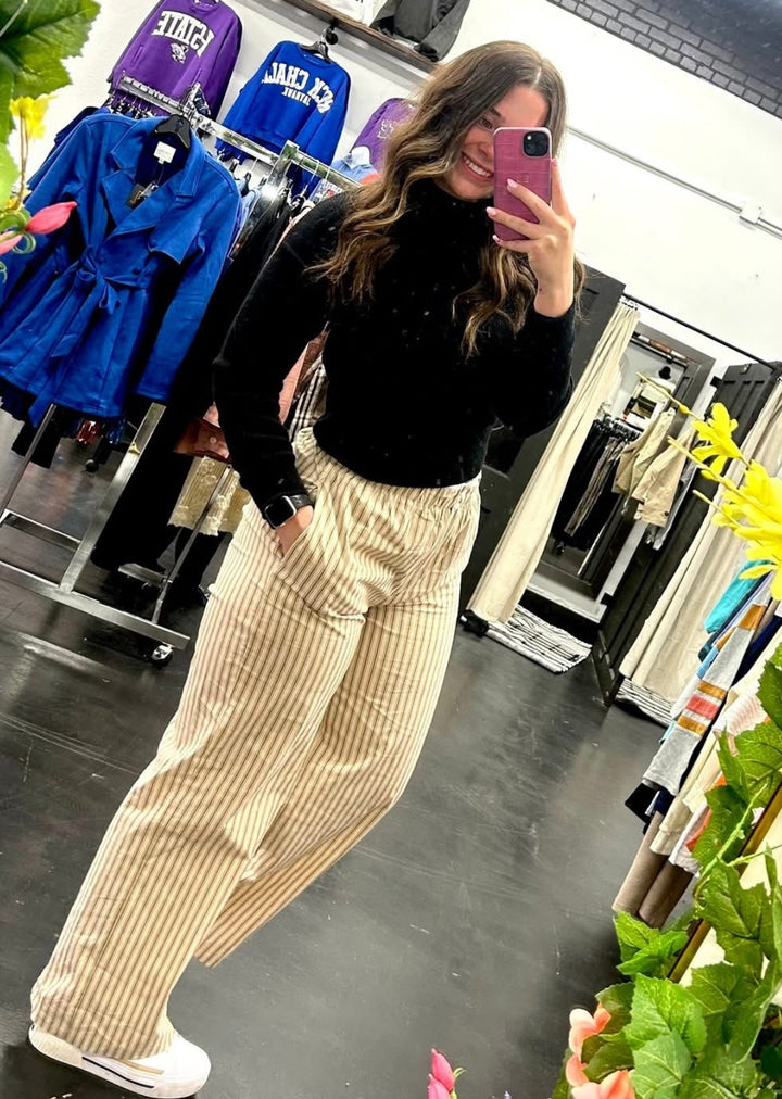 Khaki Contrast Boxer Straight Pants