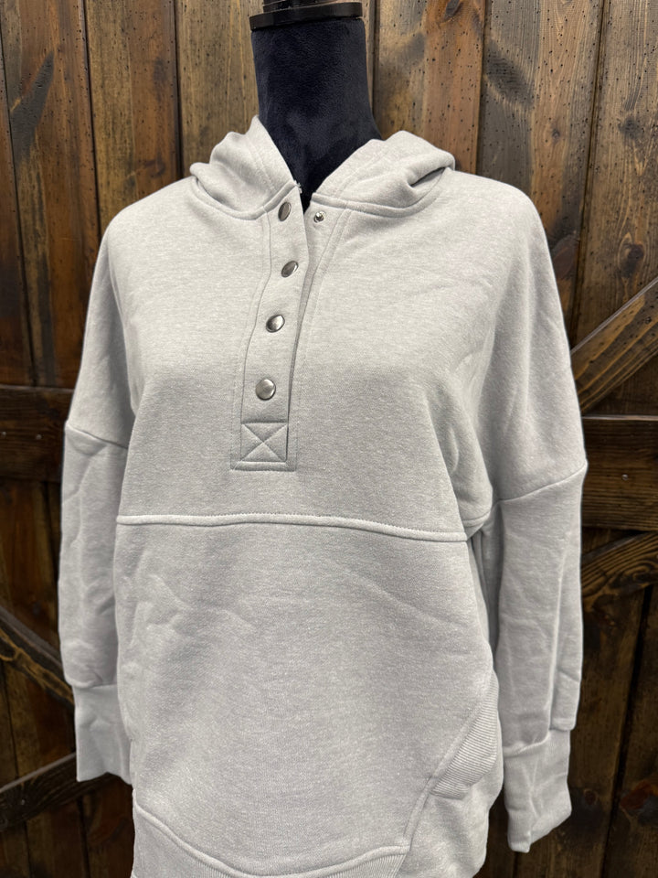 Gray 1/4 Button Pullover