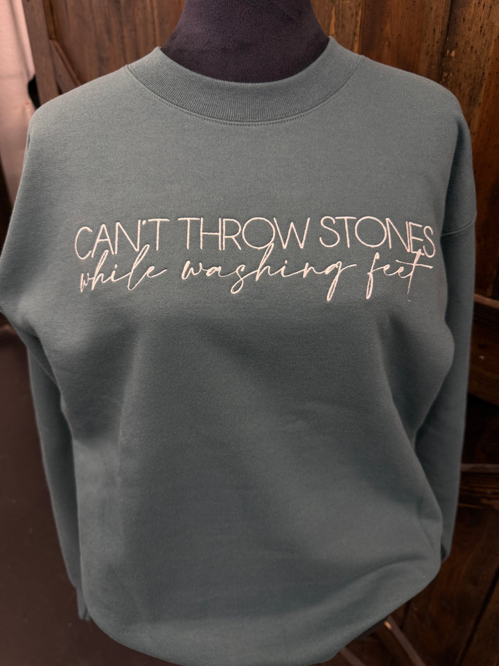 "Can't Throw Stones" Embroidered Crewneck