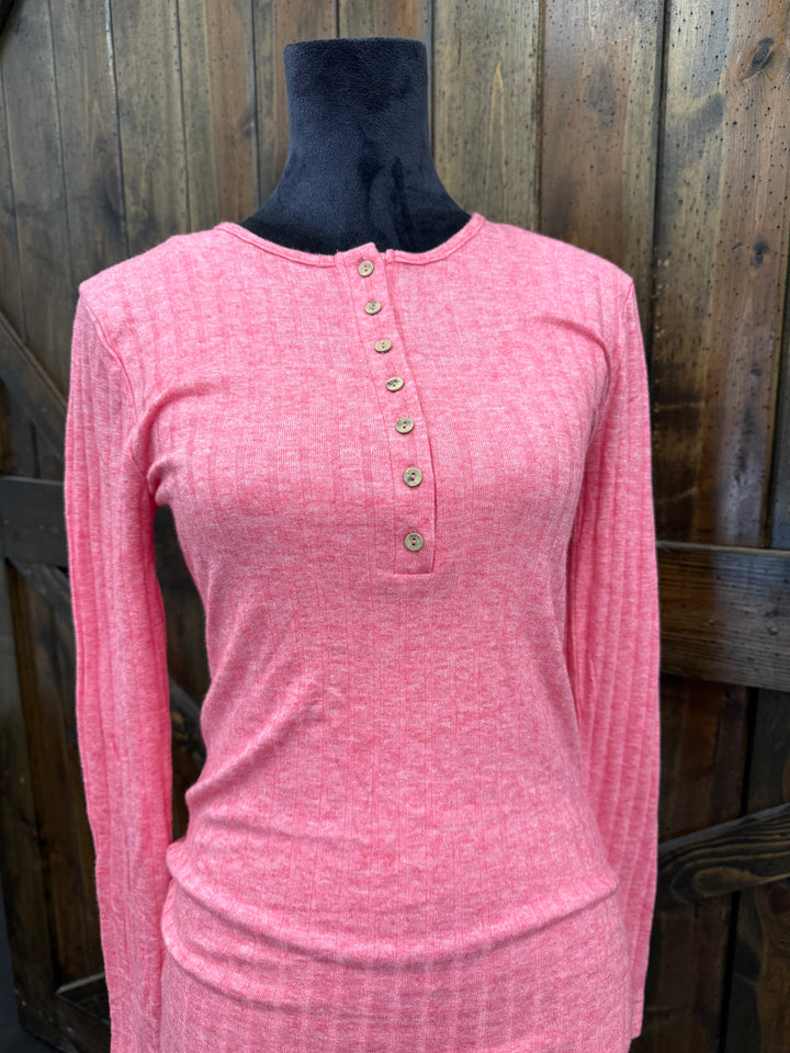 Pink Ribbed L/S