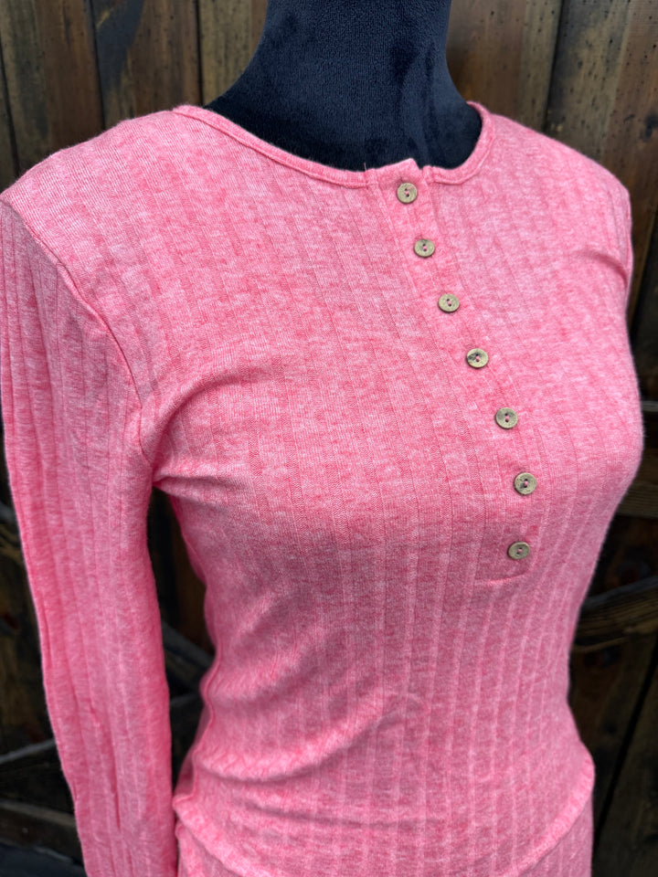 Pink Ribbed L/S