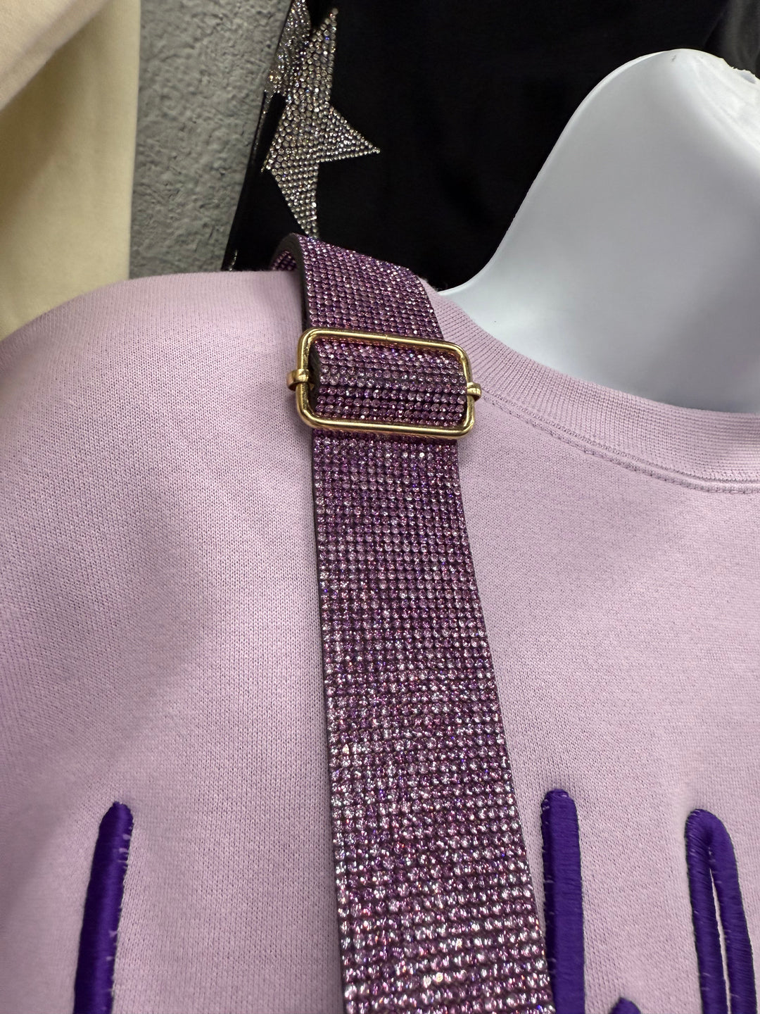 Purple Rhinestone Bag Strap