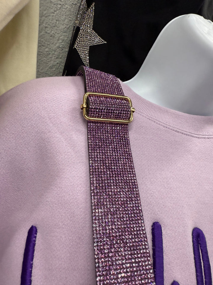 Purple Rhinestone Bag Strap