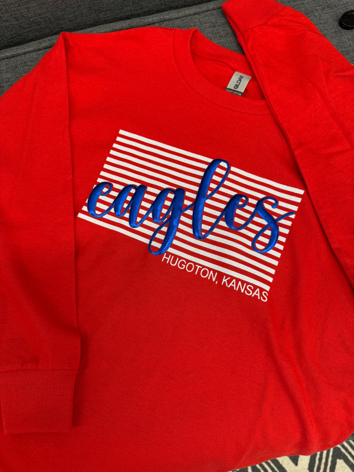 Eagles Glitter Puff Red Long Sleeve