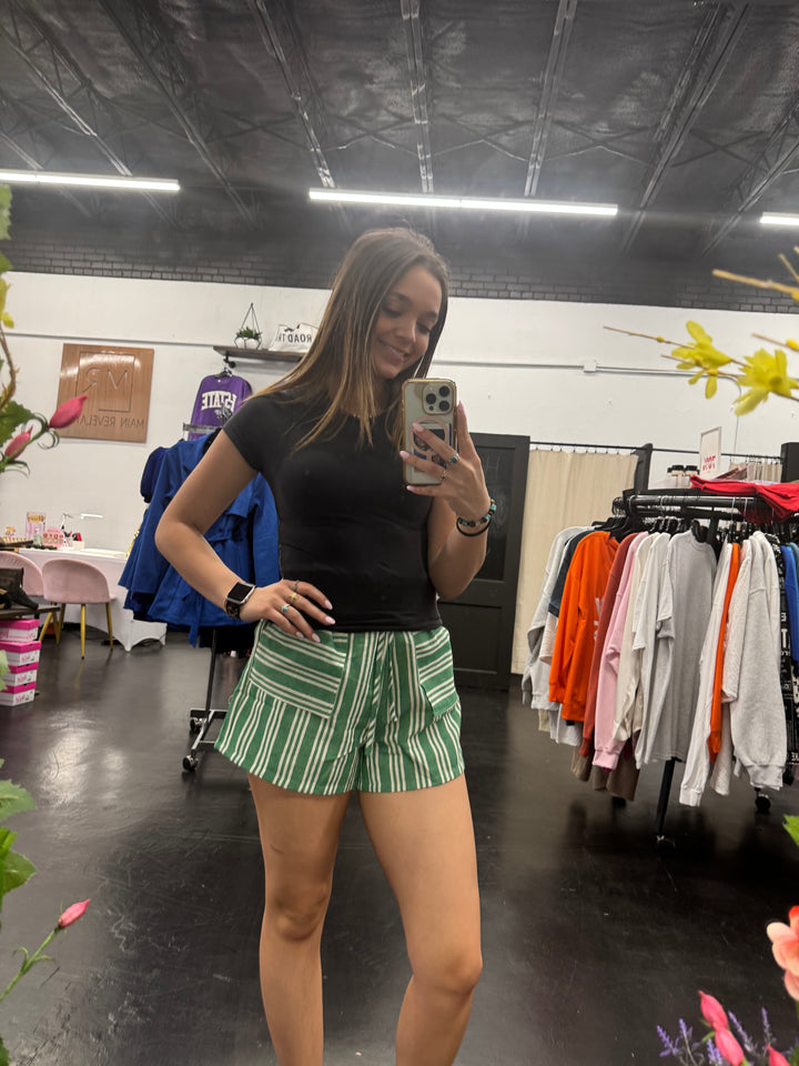 Green Stripe Shorts