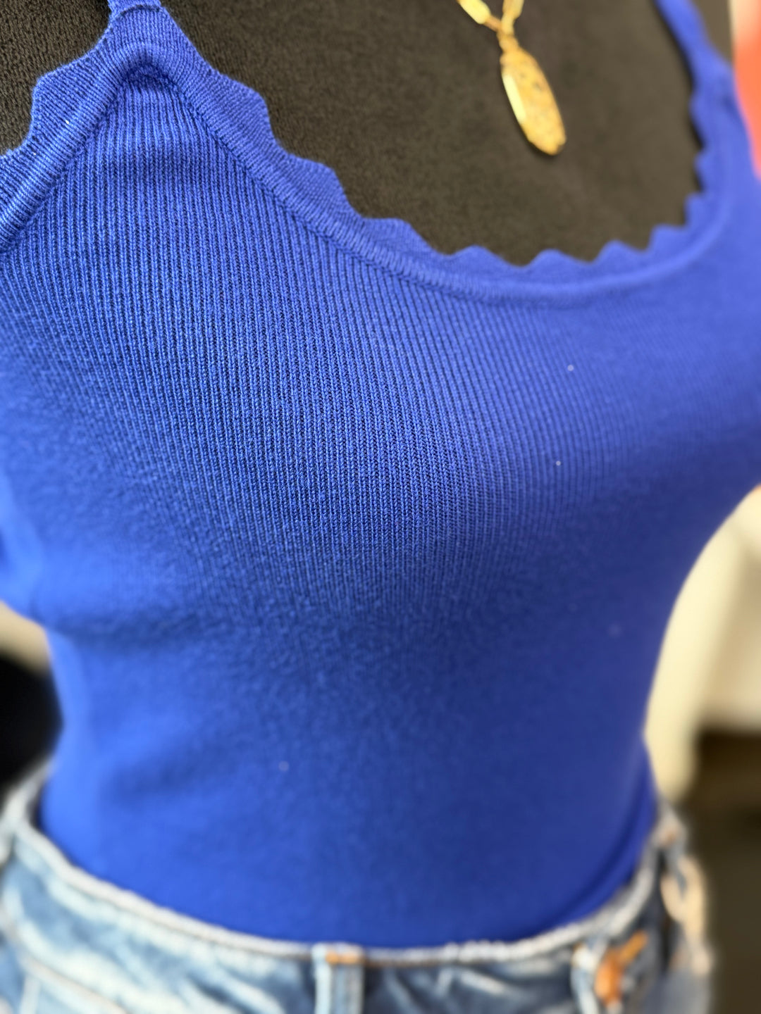 Scalloped Knit Tank Top
