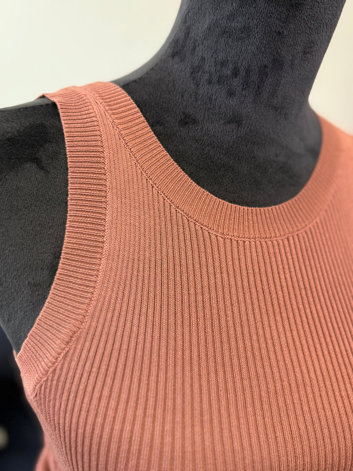 Ribbed High Neck Sleeveless
