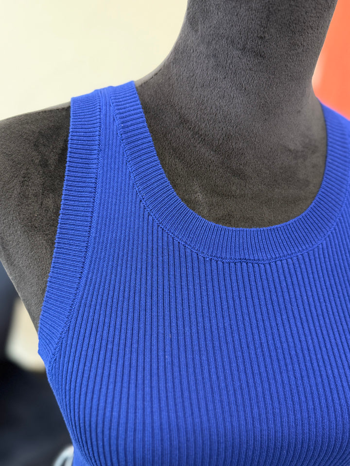 Ribbed High Neck Sleeveless