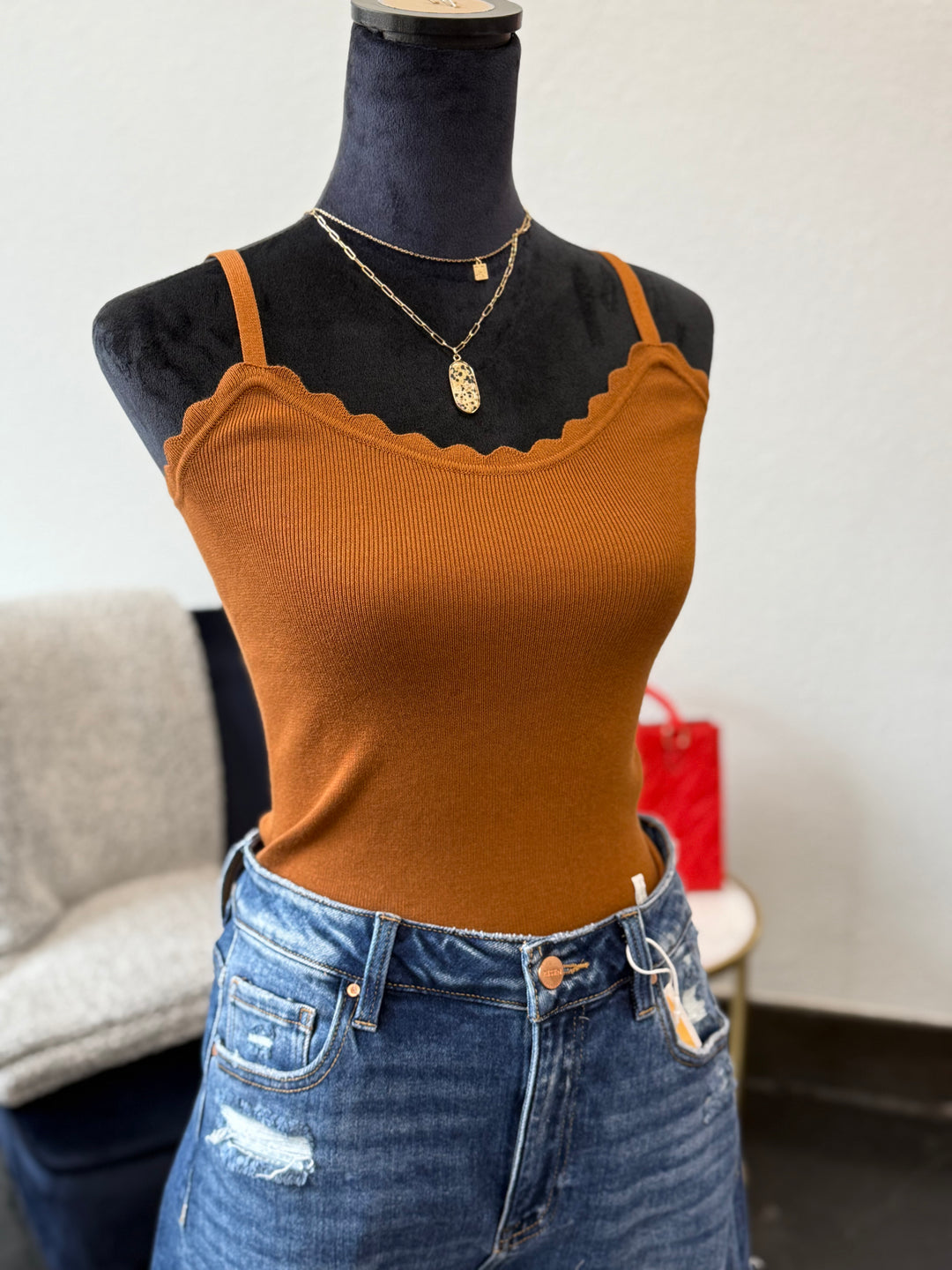 Scalloped Knit Tank Top