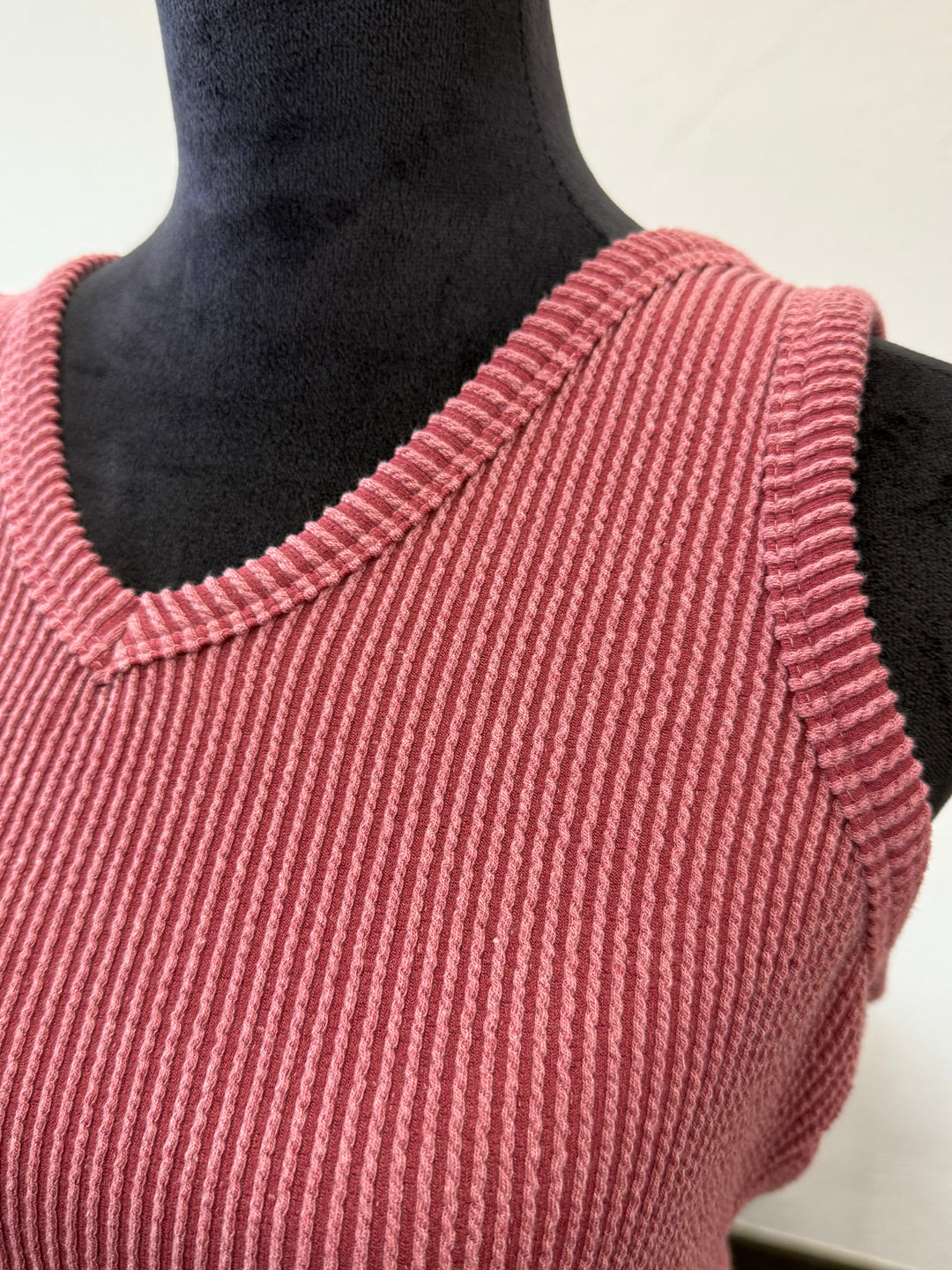 Ribbed Sleeveless Top- Mauve