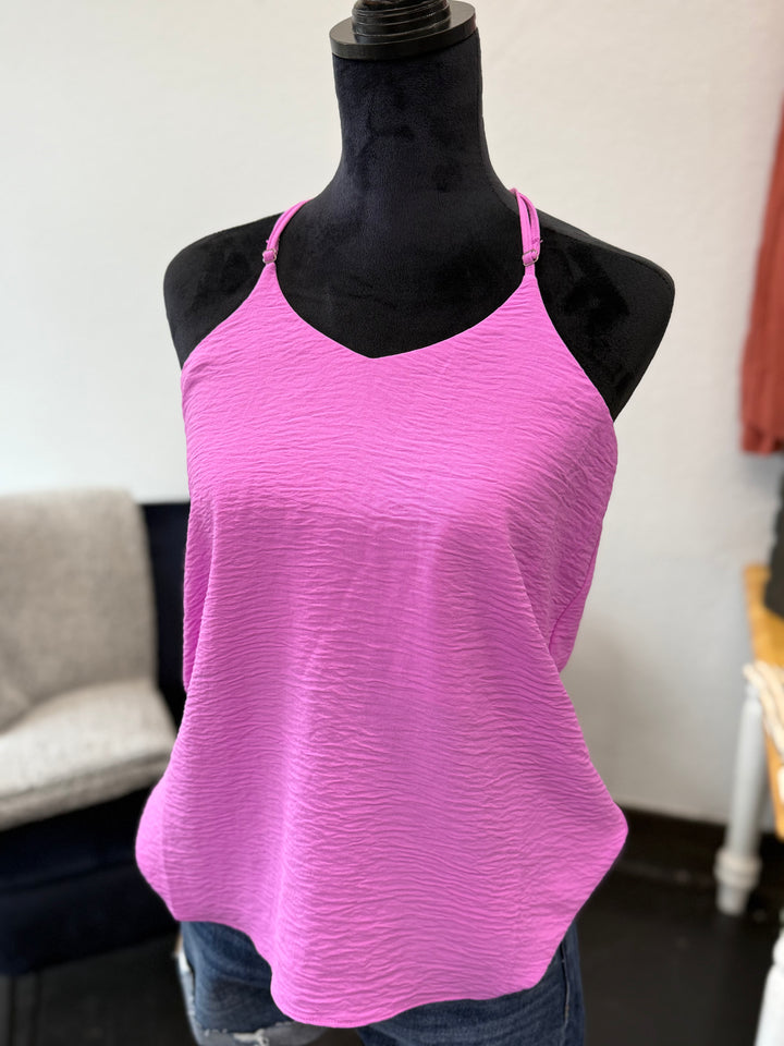 V-Neck Cami Tank- Pink