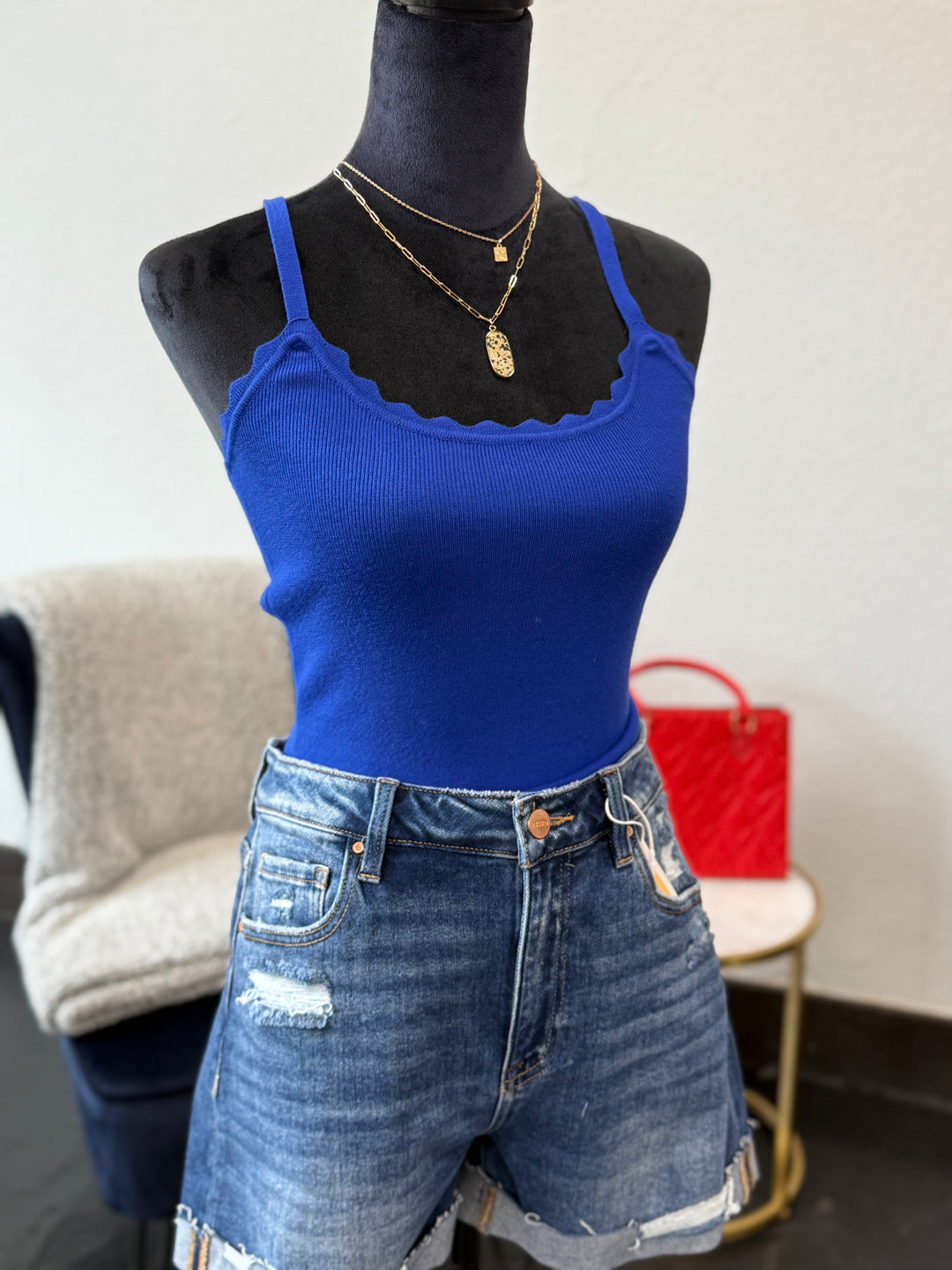 Scalloped Knit Tank Top