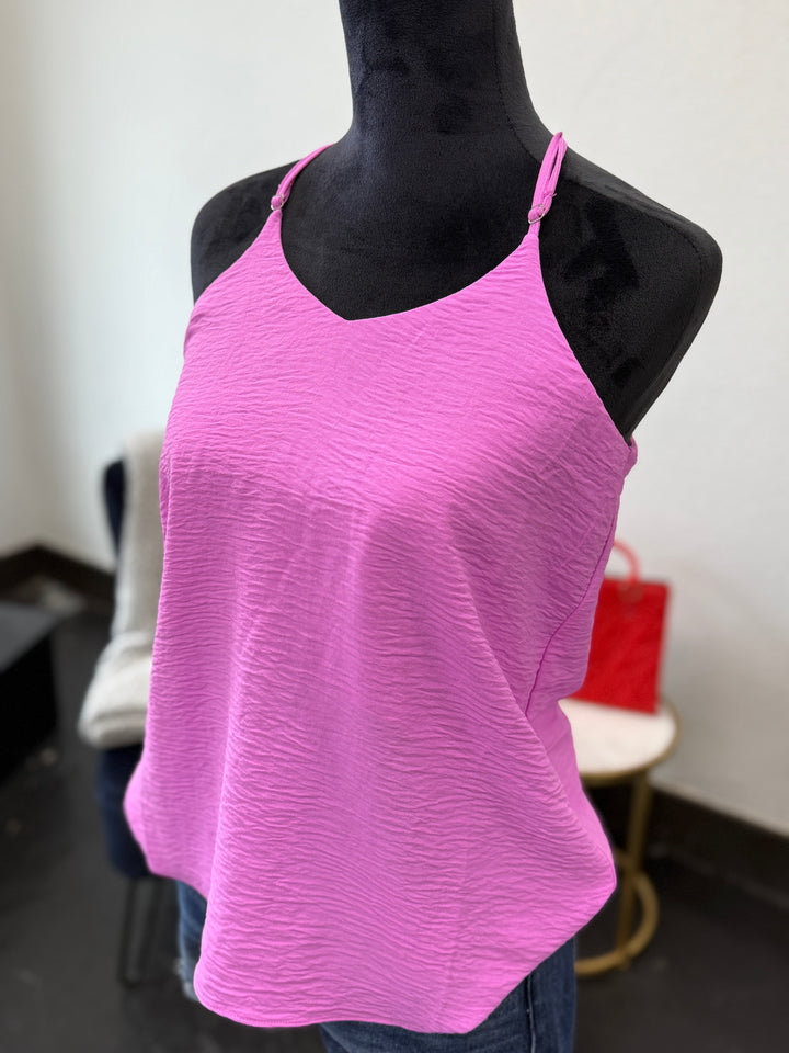V-Neck Cami Tank- Pink