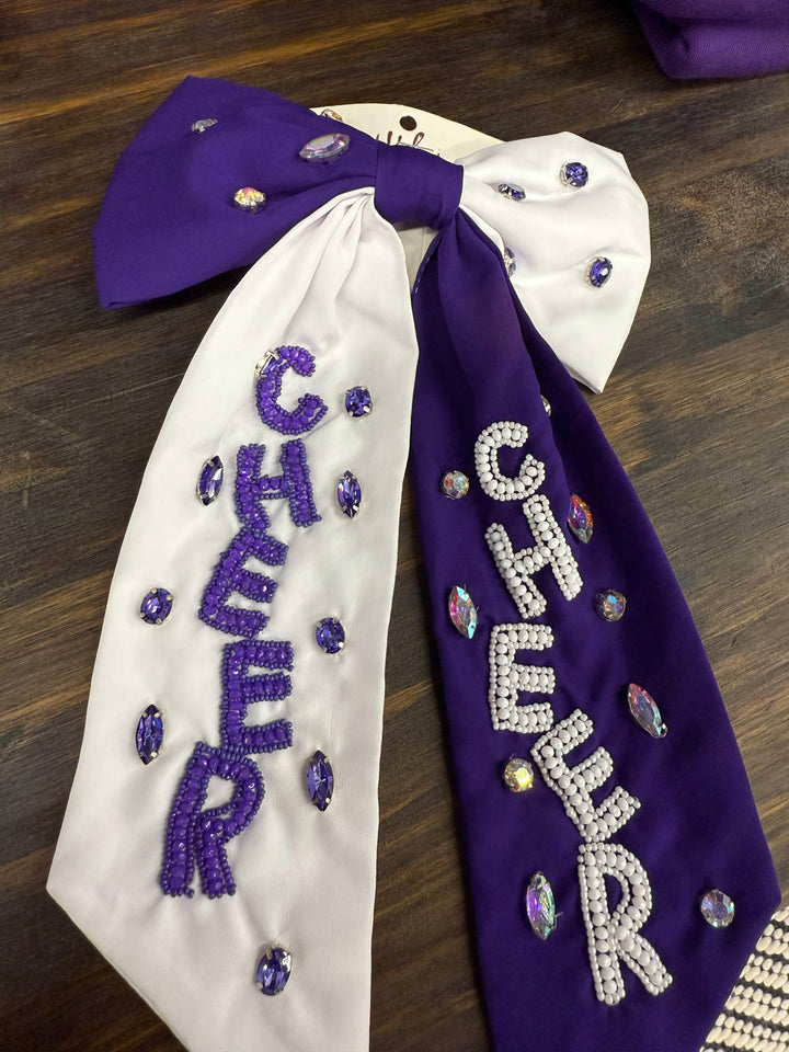 Purple "CHEER" Bow