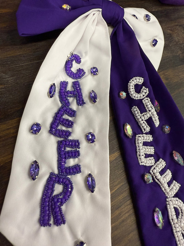 Purple "CHEER" Bow