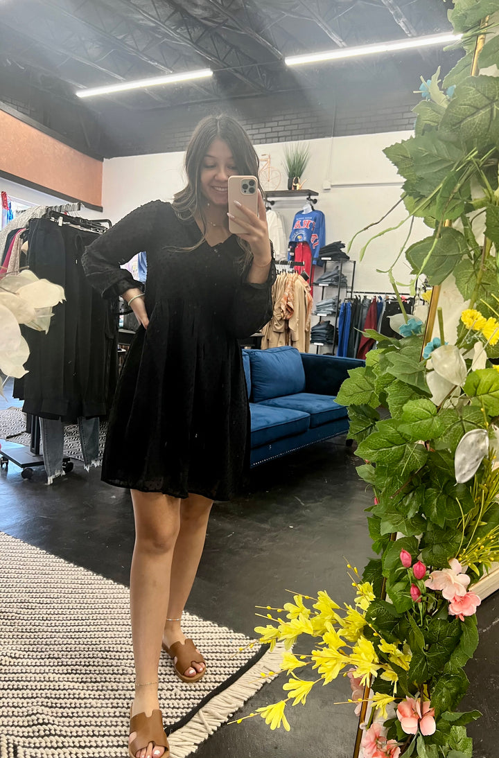 Black Swiss Dot Dress