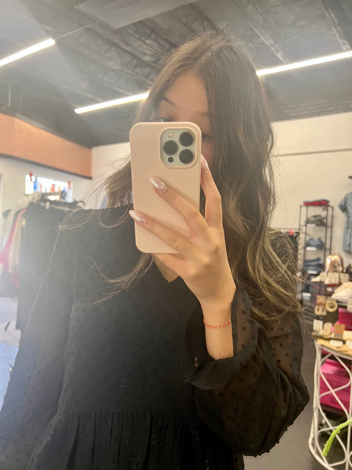 Black Swiss Dot Dress