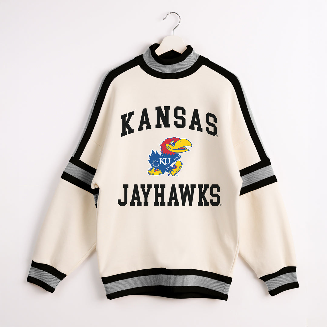 Kansas Jayhawks Oversized Turtleneck Pullover