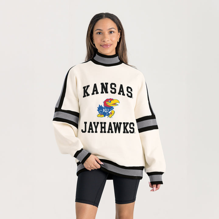 Kansas Jayhawks Oversized Turtleneck Pullover