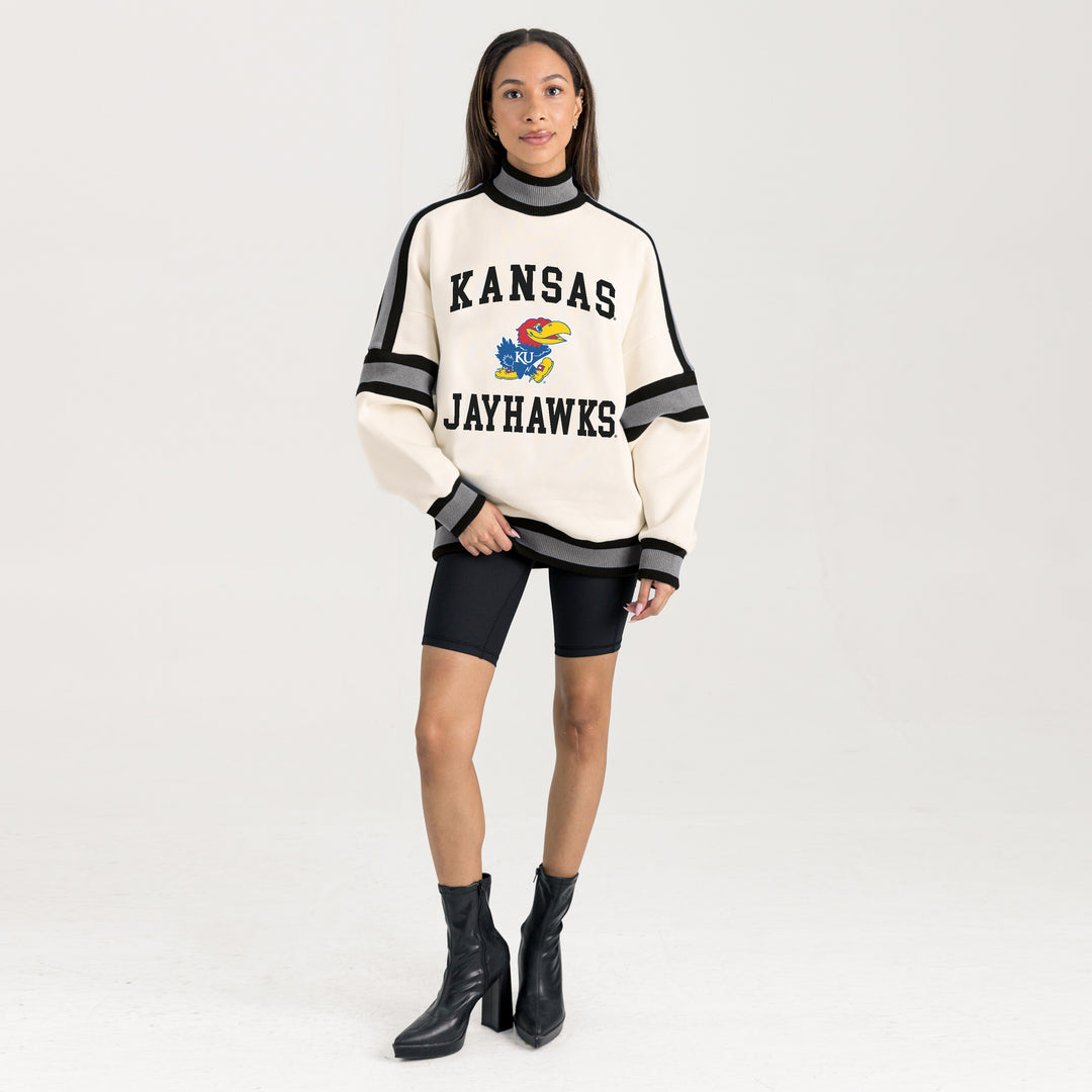 Kansas Jayhawks Oversized Turtleneck Pullover