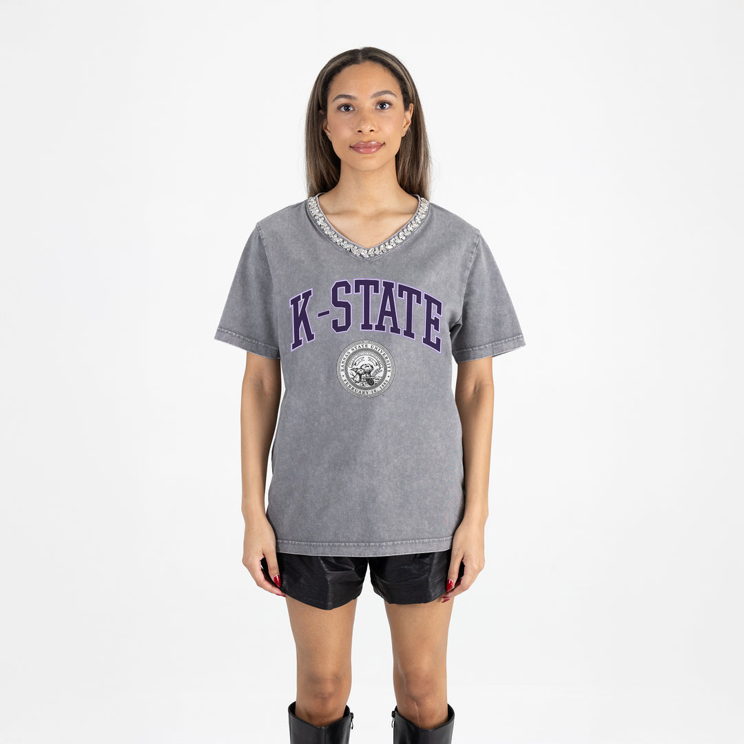 Kansas State Wildcats Rhinestoned V-Neck Tee