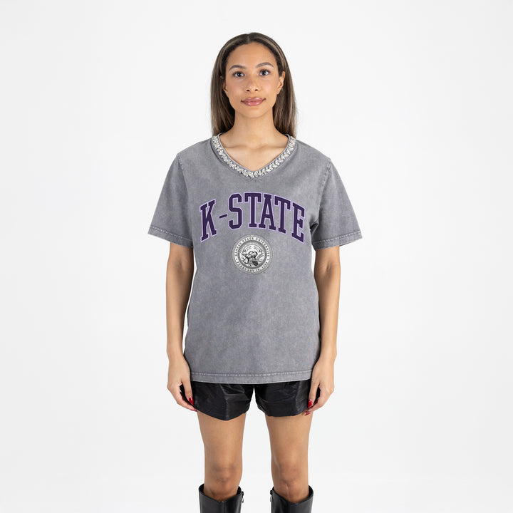Kansas State Wildcats Rhinestoned V-Neck Tee