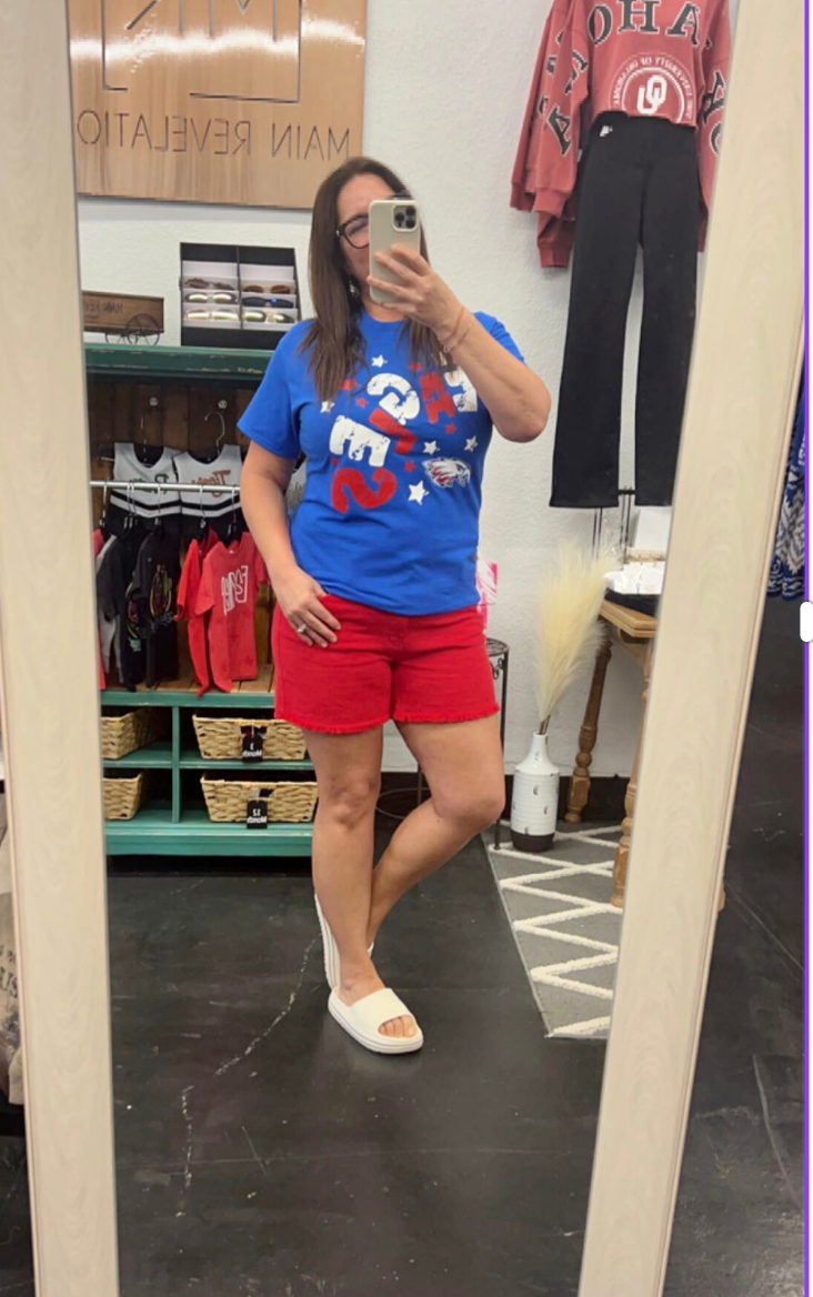 Red Frayed Hem Shorts JB150242