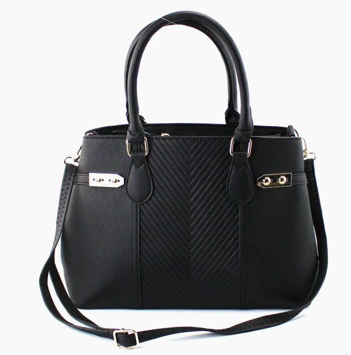 Black Satchel with Gold Clips