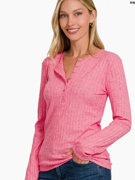 Pink Ribbed L/S