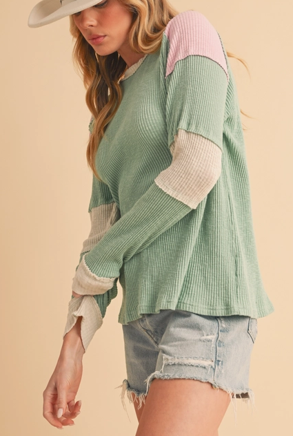 Sage Colorblock L/S Top