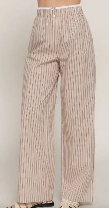 Khaki Contrast Boxer Straight Pants