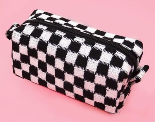 Checkered Make Up Bag