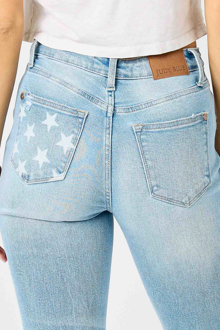 Boyfriend Mid Rise Star Pocket Jeans- Judy Blue