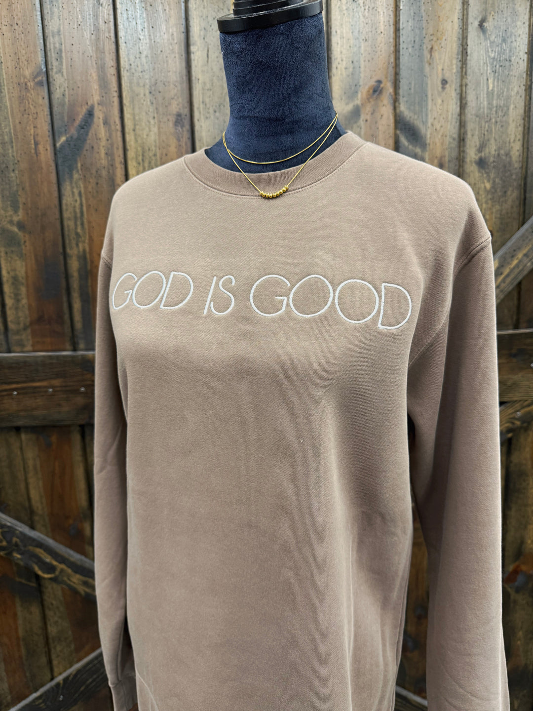 God Is Good Embroidered Crew w/ Sleeve