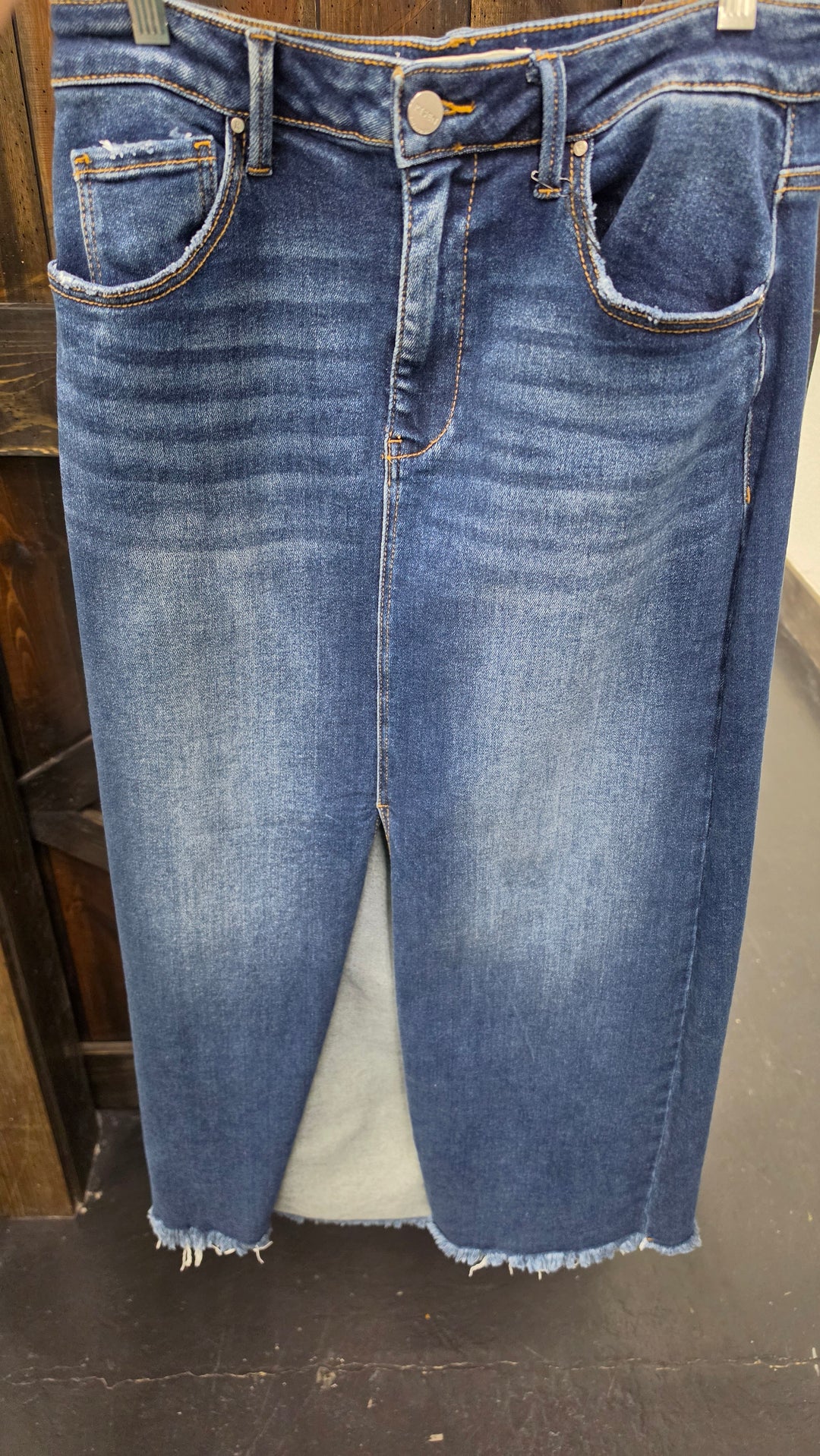 Risen Long Denim Skirt