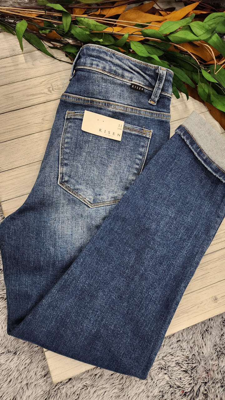 Dark High Rise Skinny Jean- Risen