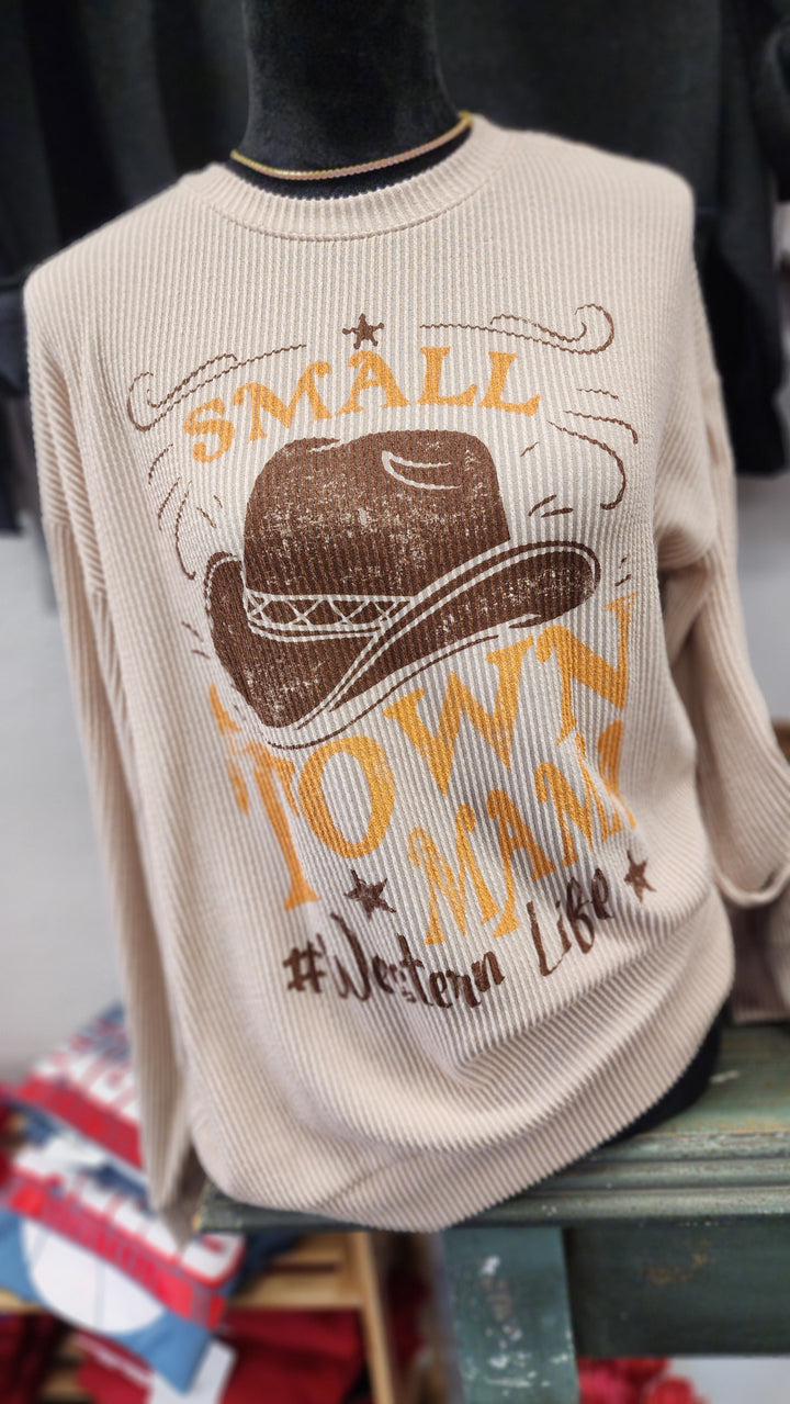 Ribbed "Small Town Mama" Crewneck
