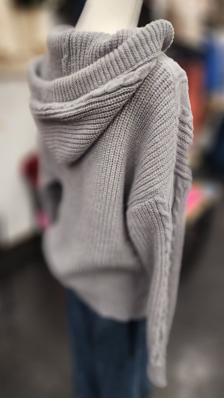 Hooded Twisted Knit Cardigan
