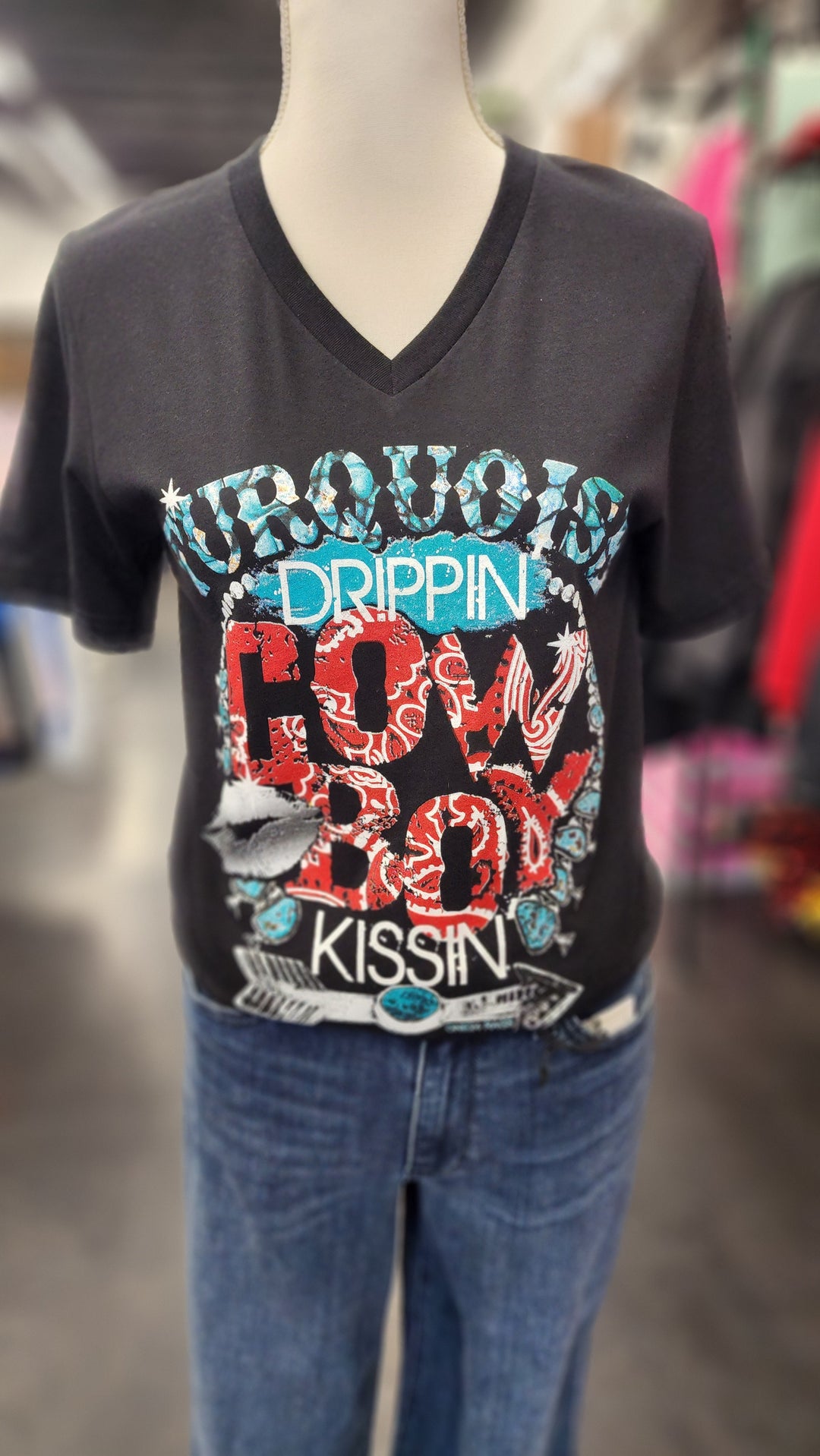 Turquoise Drippen Cowboy Kissin Tshirt