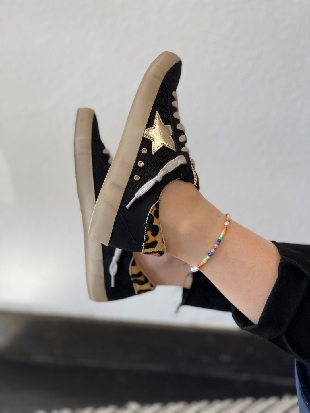 Black and Cheetah Sneaker