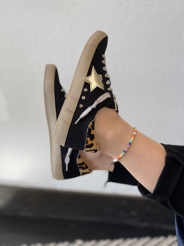 Black and Cheetah Sneaker