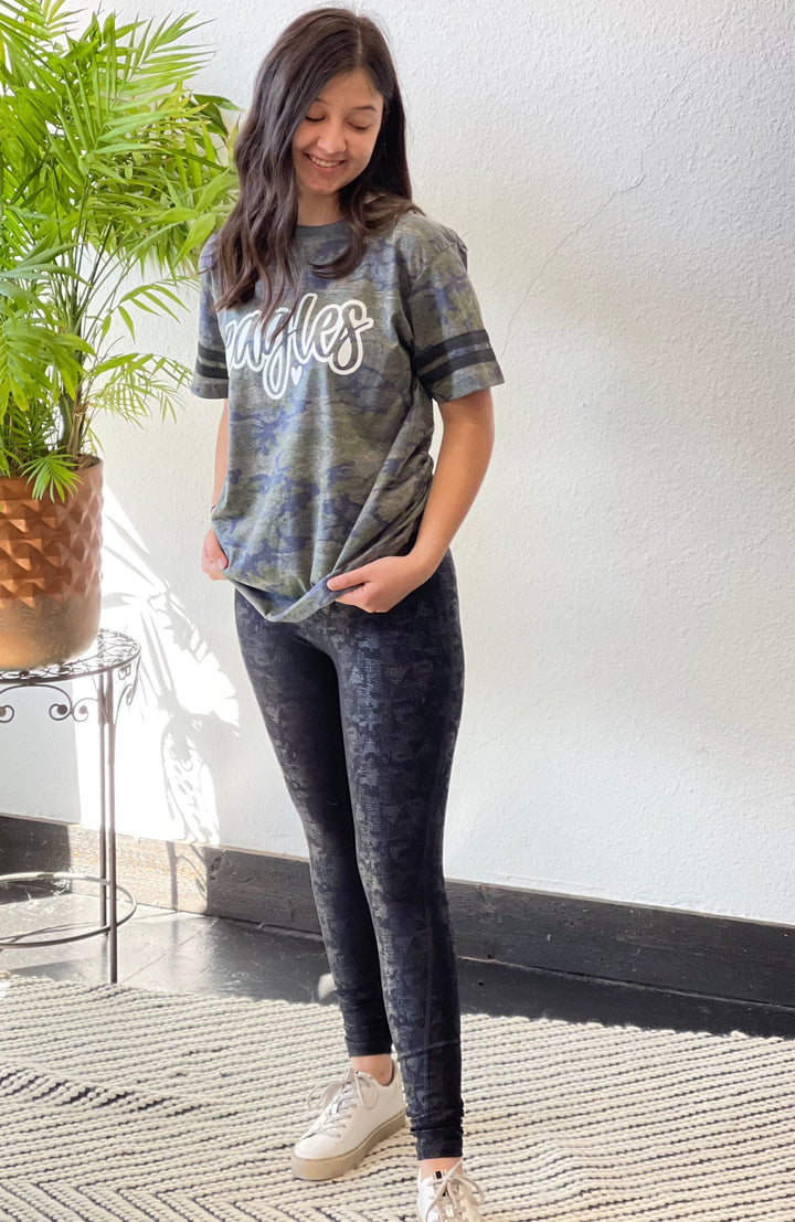 Black Cracked Foil Leggings